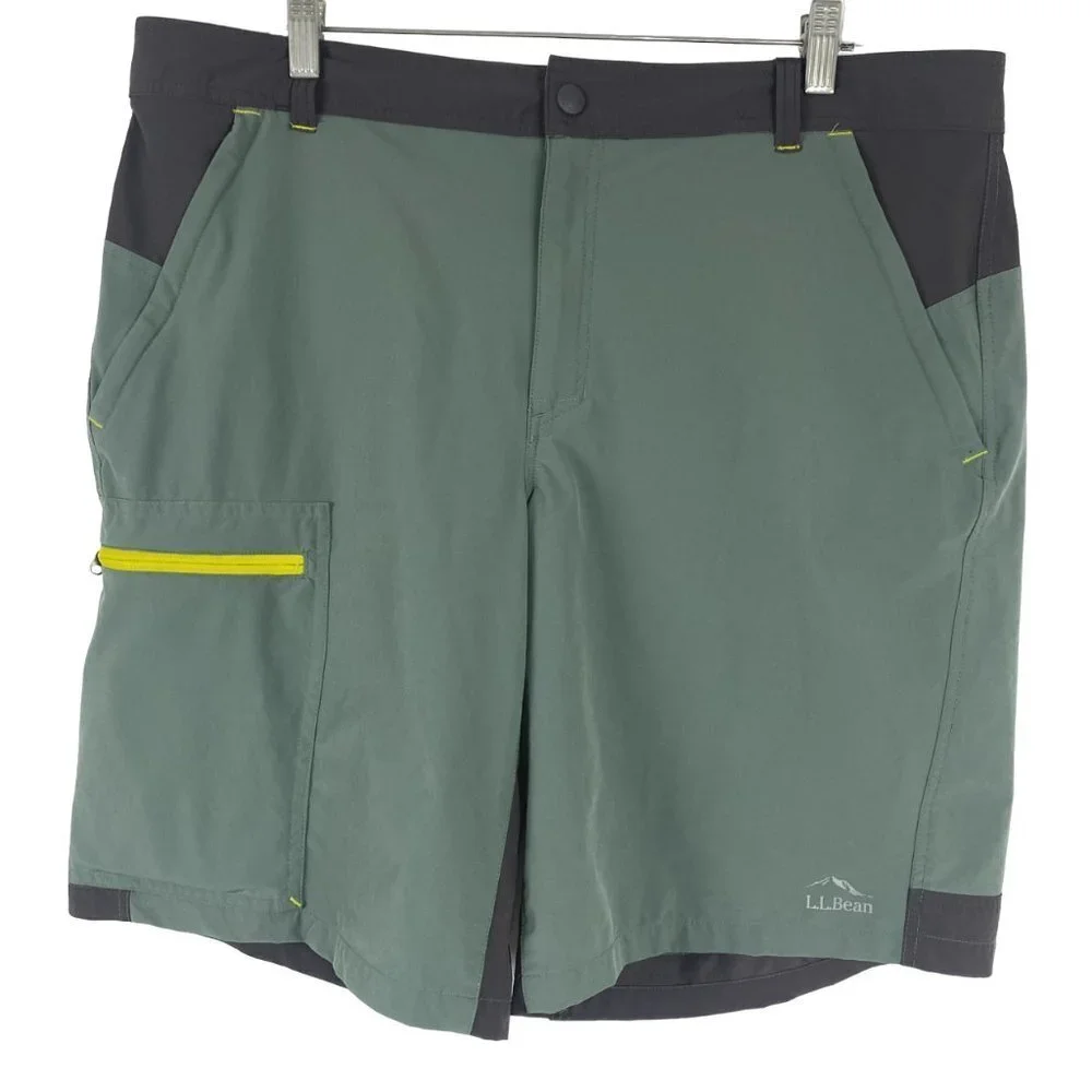 L.L. Bean‎ Board Shorts Men's Size 38W Green Nylon Blend Paddle SW-1748